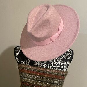 Pink Wool Fedora Hat